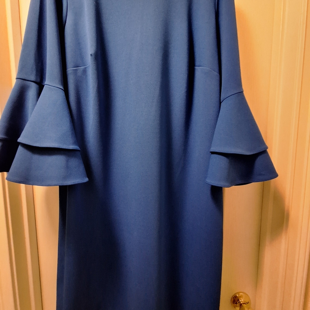 Calvin Klein Blue Bell Sleeve Cocktail Dress